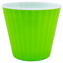 Вазон Ібіс круглий подвійний 13х11.2 см 0.86 л оливковий-білий Алеана
