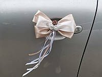 Украшение на ручку или зеркало свадебного авто "Stayl" бантик цвет капучино
