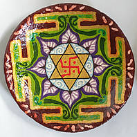 Декоративна КенАМіЧальна тарілка діаметром 30 см "Сяйво 30" ручний розпис, лак, настінний 0340