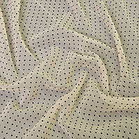 Ткань шифон Горошек флок люрекс крем