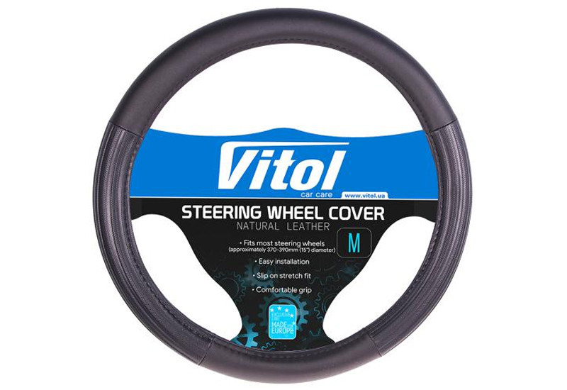 Чохол на кермо Vitol VLBU-1707116 BK (L/чорний/кожзам-перфоров/БО)