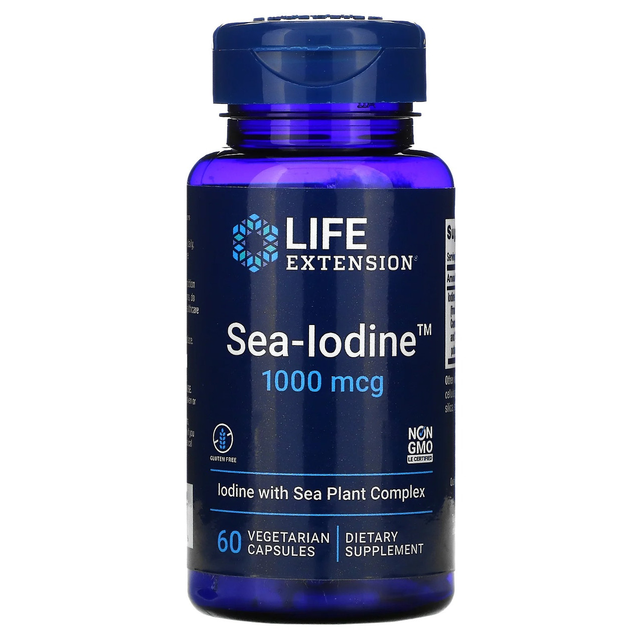 Йод 1000 мкг Life Extension Sea-Iodine з екстрактом бурих водоростей 60 вегетаріанських капсул