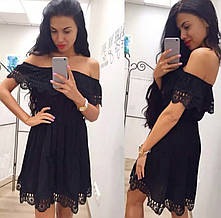 Плаття літнє чорне з відкритими плечима