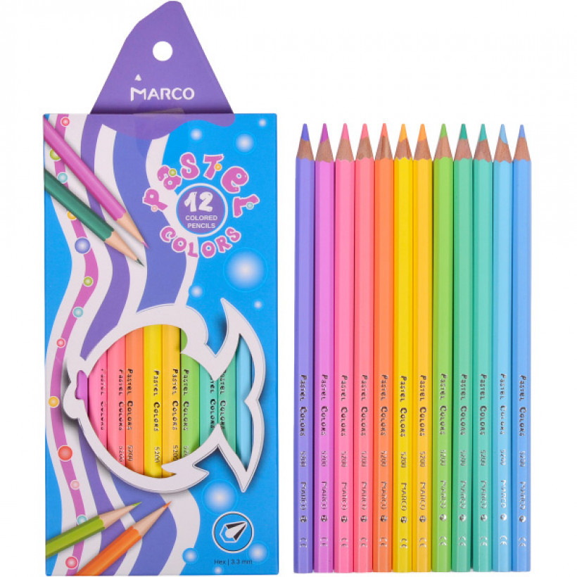 Олівці Марко 5200 12 кольорів пастельні кольори