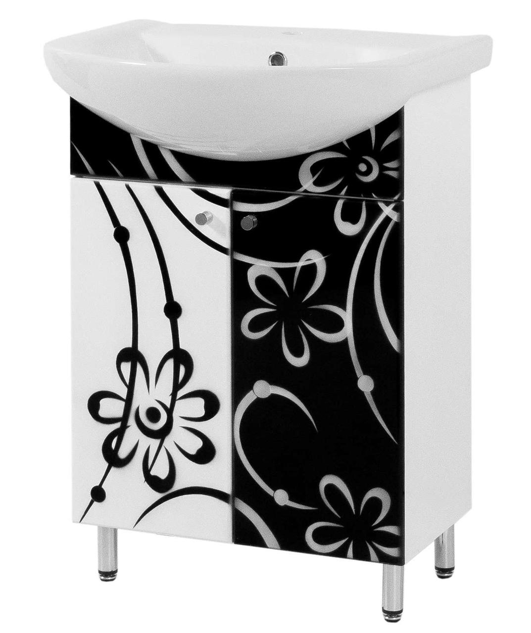 Тумба для ванной комнаты Ромашка черно-белая Пик 60 см - фото 1 - id-p389686412