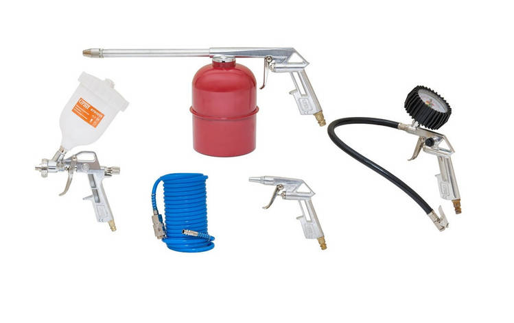 Набір пневмоінструментів Grad 5шт з верхнім бачком (6791015), фото 1