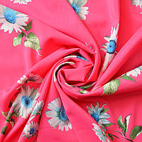 Ткань шифон стрейч Флора ромашка яскраво/рожева, Квітковий