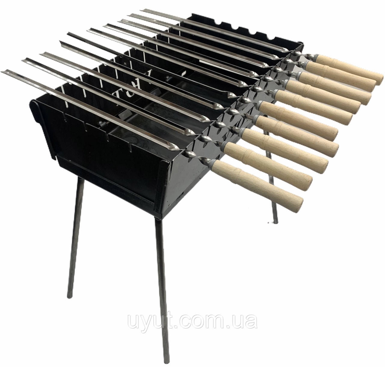 Мангал валіза УЮТЬ на 10 шампурів + набір шампурів у подарунок, фото 1