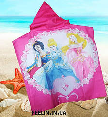 Принцеси Disney банний рушник з куточком, пончо з мікрофібри з капюшоном, куточок для купання на морі, річці