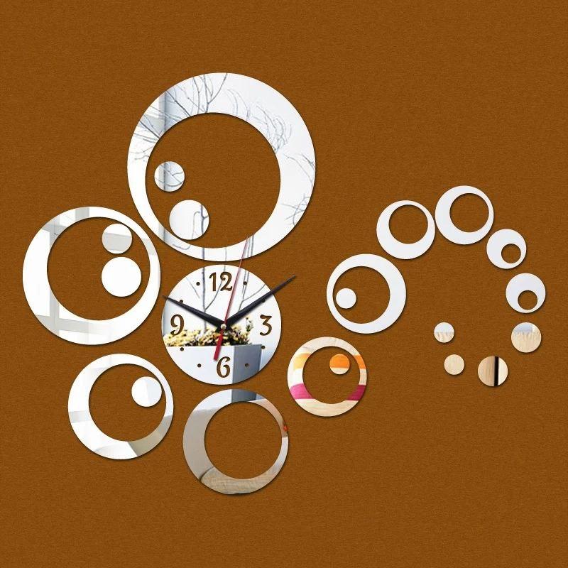 Годинники дзеркальні декоративні інтер'єрні на стіну Срібло Квадрат 50*60, фото 1