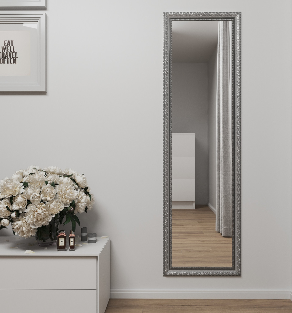 Дзеркало в повний зріст 170х50 Срібло з патиною Black Mirror на стіну в коридор, фото 1