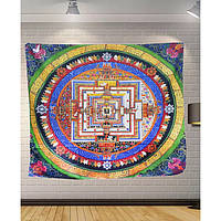 Гобелен настенный 150х130 см картина на ткани "Янтра" с символом Ом №85