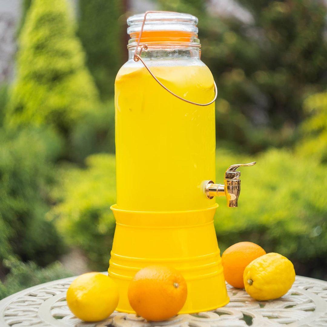 Лимонадниця 4 л на підставці платиковвій жовтій 9039, фото 1