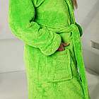 Теплий довгий жіночий махровий халат на запах з капюшоном, 2 кишені, колір салатовий, розмір S-6 XL, фото 9