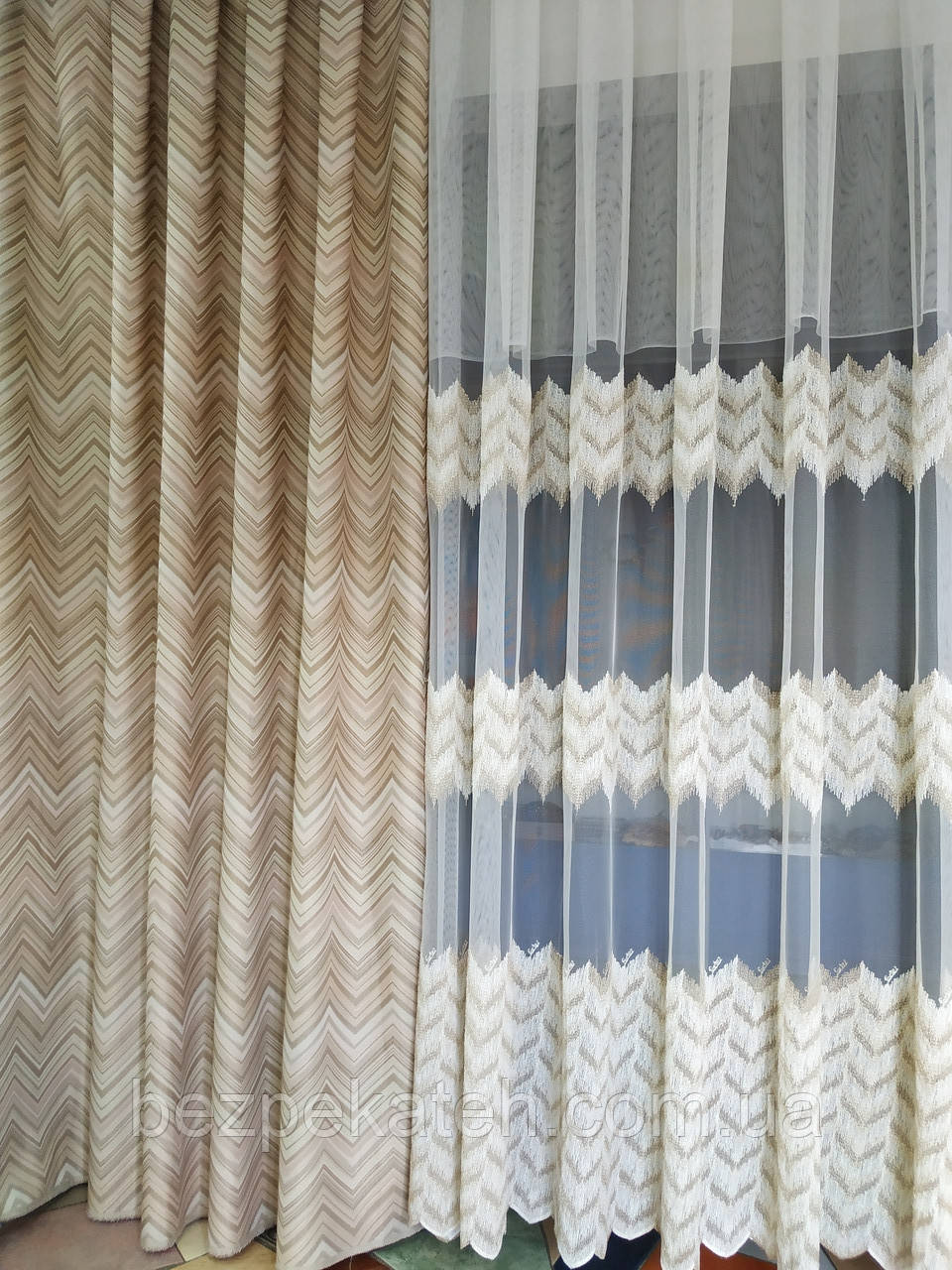 Комплект штор. Комплект штори і тюль. Готовий комплект штор. Готова тюль. Комплект штор в зал. Готові штори, фото 1