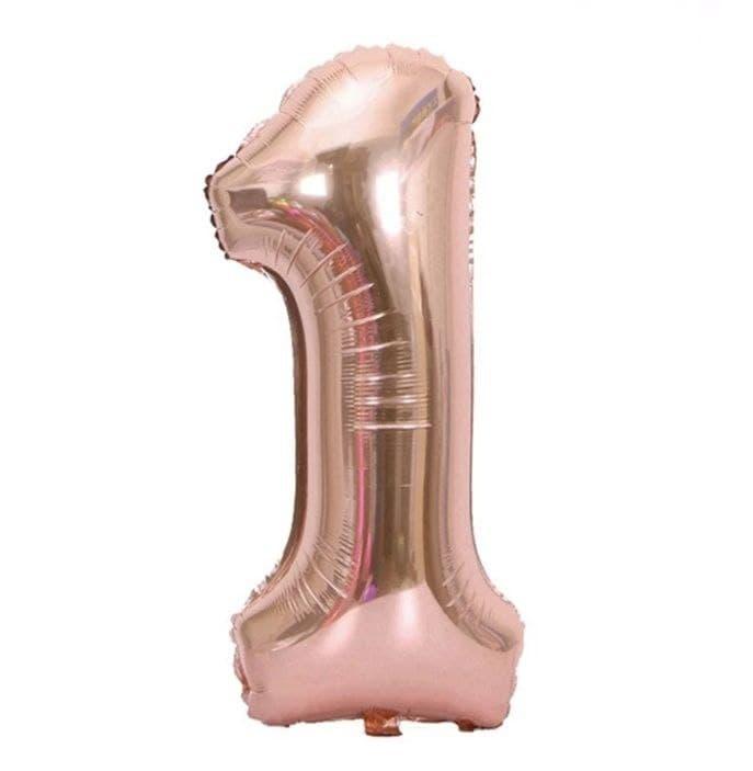 Фольгована цифра 1 розмір 75см | Рожеве Золото