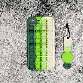 Чохол антистрес Pop It для iPhone 8 Plus  силіконовий, Світло-зелений + брелок для Airtag