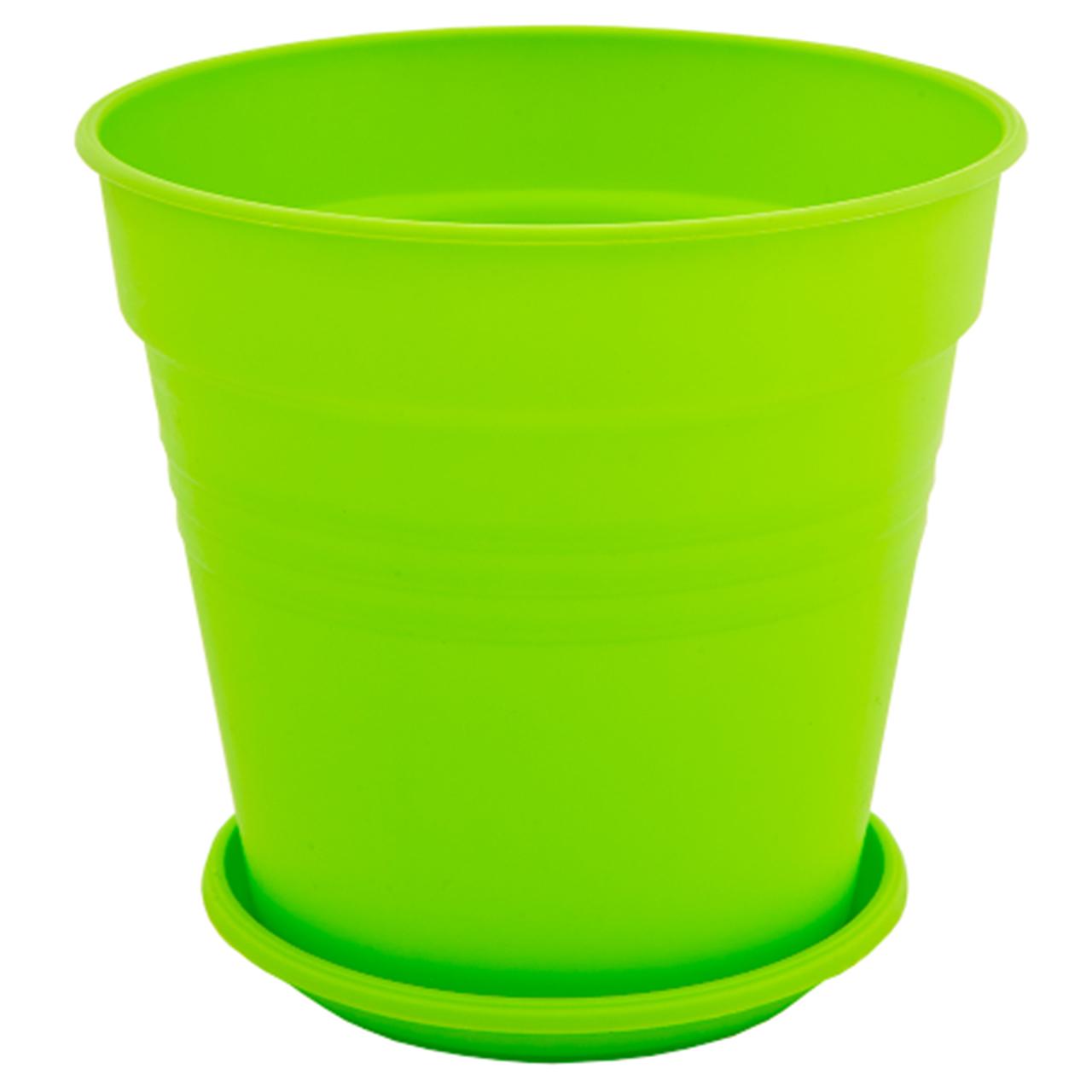 Вазон Глорія круглий з підставкою 23х22 см 6.6 л світло-зелений Алеана, фото 1