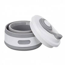 Чашка складна силіконова з кришкою Collapsible 350 мл сірий, фото 4