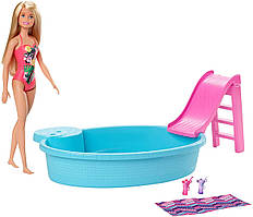 Лялька Барбі з басейном і гіркою Barbie Doll and Pool