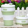 Чашка складна силіконова з кришкою Collapsible 350 мл салатовий, фото 6