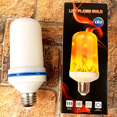 Лампа з ефектом полум'я вогню - 3 режими роботи! Лампочка Flame LED Bulb E27 (Живі фото), фото 2