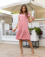 Стильне плаття із завищеною талією/Арт.403/колір рожевий