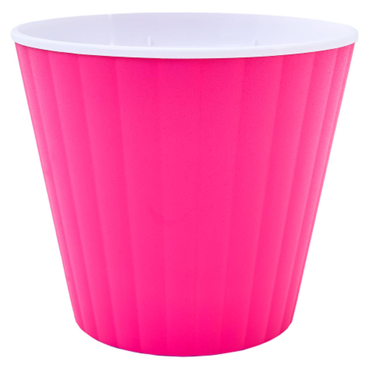 Вазон Ібіс круглий подвійний 17,9х14,7 см 2,4 л рожевий-білий Алеана, фото 1