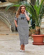 Пляжне літнє довге плаття в смужку з кишенями з віскози, фото 3