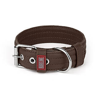 Нашийник посилений з натуральної шкіри з декоративною прошивкою 35 мм 410-500 мм