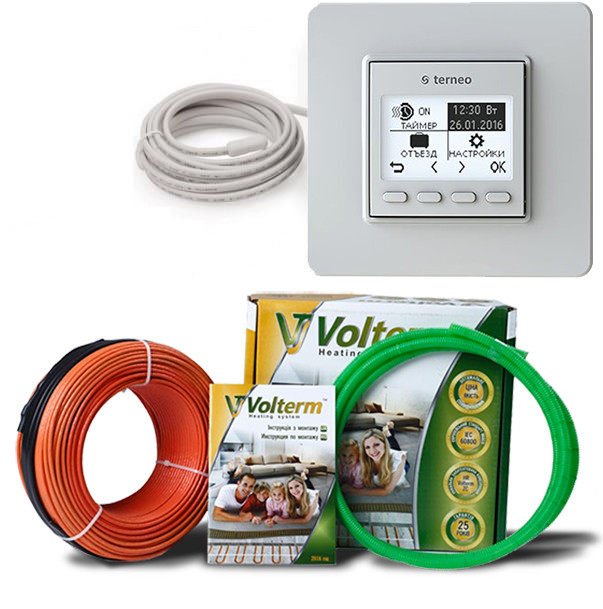 Комплект електрична тепла підлога в стяжку Volterm HR18 2700 Вт (15,0-18,8 м2) і Terneo pro програмований