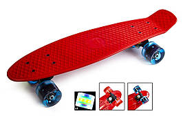 Скейт "Penny Board". червоний колір. Блискучі сині колеса