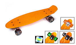 Скейт "Penny Board". Жовтогарячий колір. Блискучі колеса