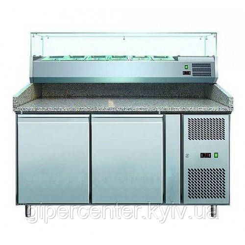 Стіл для піци PZ 2600TN-VRX 1500/380 Cooleq (з вітриною)