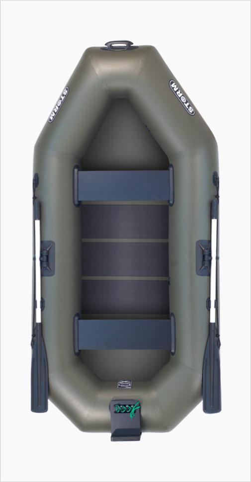 Човен надувний з ПВХ човен Aqua Storm ST 260 DT гребний човен для риболовлі 2-х місний дерев'яний транець