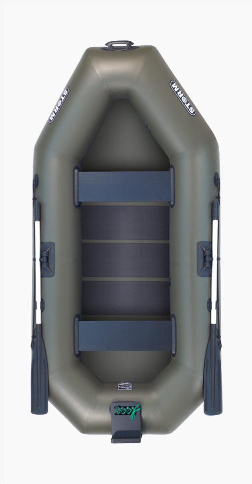 Надувний гребеневий ПВХ човен Aqua Storm ST 260 DT двомісний Аква Шторм дерев'яний транець