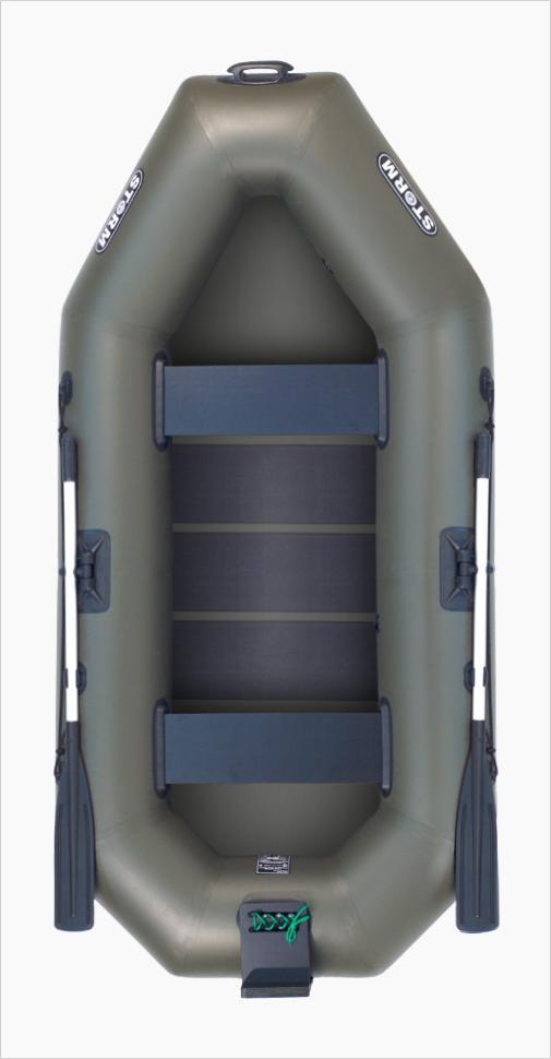 Човен надувний з ПВХ човен Aqua Storm ST 280 DT гребний човен для риболовлі 2-х місний дерев'яний транець