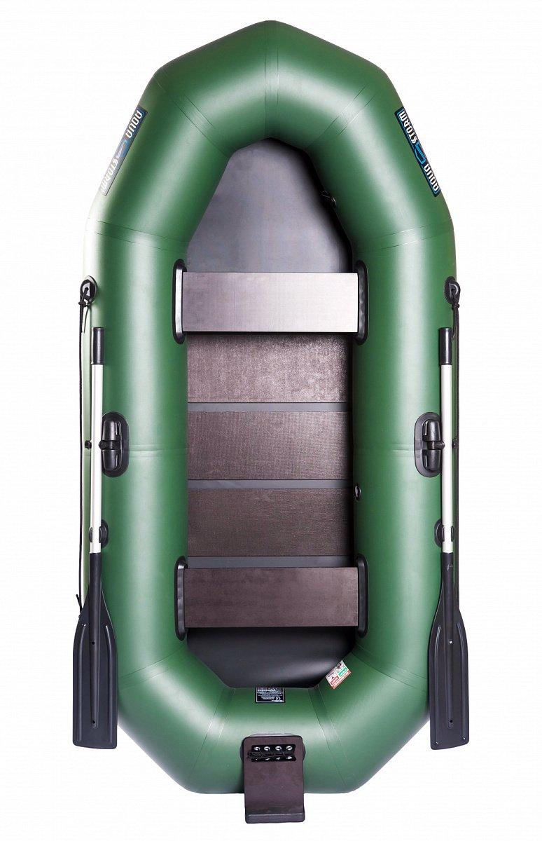 Човен надувний з ПВХ човен Aqua Storm MA 260 DT гребний човен для риболовлі 2-х місний дерев'яний транець
