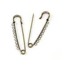 Основа для броши Finding Булавка с колечками 9 штук Антична бронза 75 мм x 20 мм