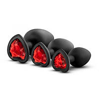 Набір анальних пробок LUXE BLING PLUGS TRAINING KIT RED GEMS