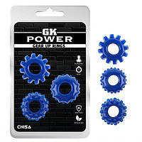 Набір кілець GK Power Cock Rings 3 шт Set-Blue