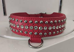 Нашийник Leather Rivet & Crystal, Red
