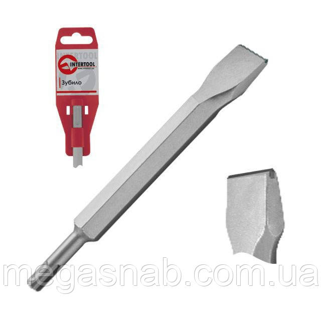 Зубило для перфоратора плоске SDS-PLUS 17х400х25 мм з побідитовою напайкою INTERTOOL SD-0451, фото 1