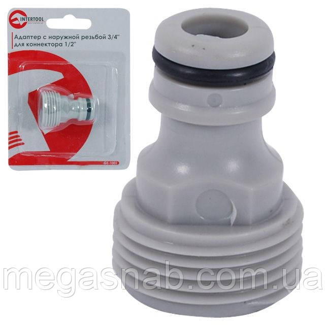 Адаптер з зовнішньою різьбою 3/4" для конектора 1/2" INTERTOOL GE-1002, фото 1