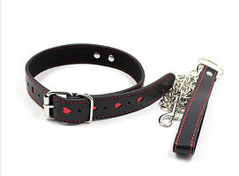 Нашийник з повідцем Luxury Fetish Black&Heart