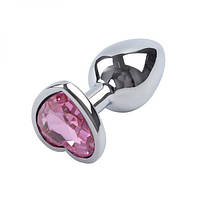 Анальна корок Silver Heart Ligth Pink, M