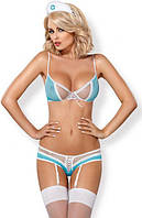 Костюм медсестри Obsessive 834-CST-6 S/M, Білий; блакитний, S/M