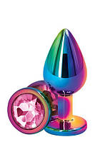 Райдужна анальна пробка REAR ASSETS PINK, M