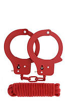 Набір BONDX METAL CUFFS&LOVE ROPE SET-RED