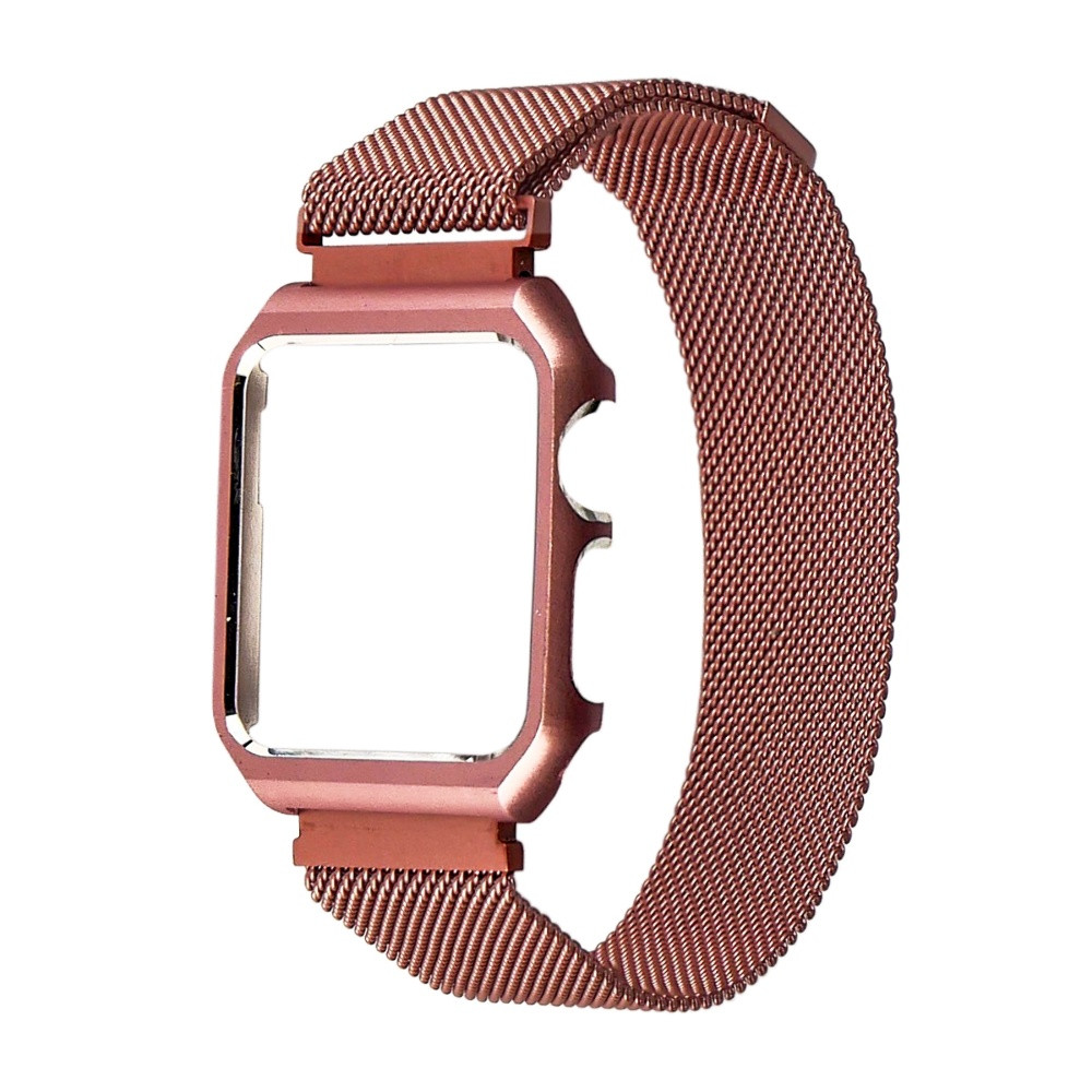 DR Ремінець Міланська петля із захисною рамкою для Apple Watch 44 mm рожевий